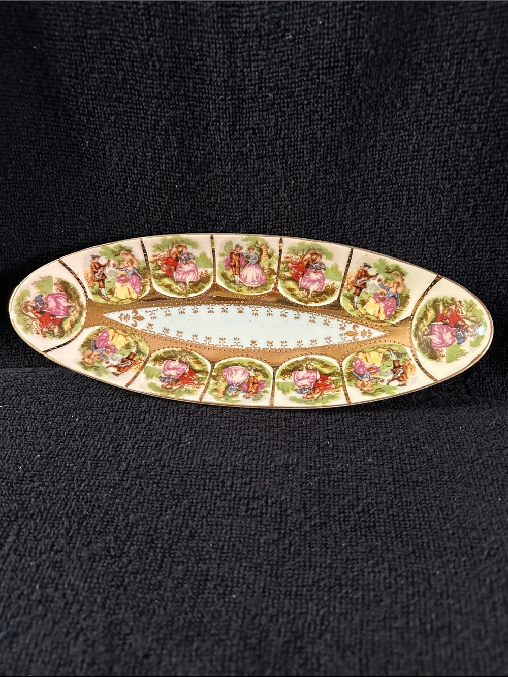 Original Arnart Creation Vintage Porcelain Canoe Shaped Dish